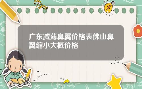 广东减薄鼻翼价格表佛山鼻翼缩小大概价格