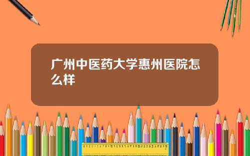 广州中医药大学惠州医院怎么样