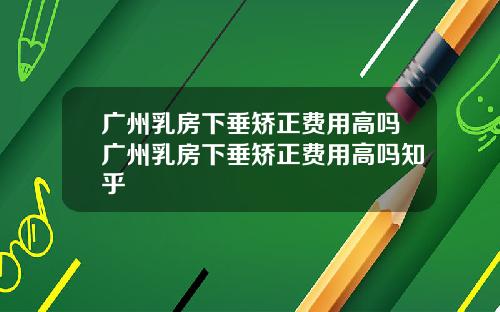 广州乳房下垂矫正费用高吗广州乳房下垂矫正费用高吗知乎