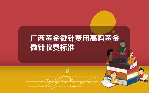 广西黄金微针费用高吗黄金微针收费标准