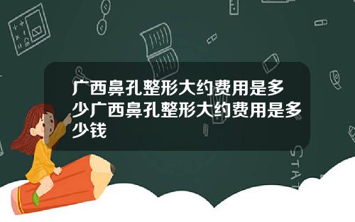 广西鼻孔整形大约费用是多少广西鼻孔整形大约费用是多少钱