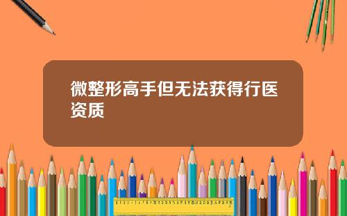 微整形高手但无法获得行医资质