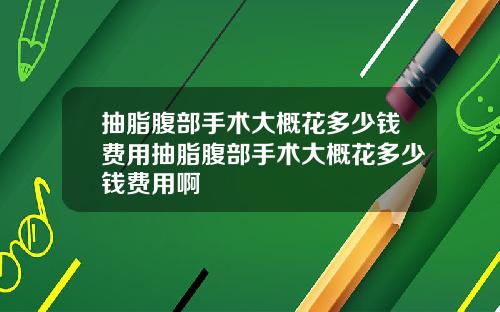 抽脂腹部手术大概花多少钱费用抽脂腹部手术大概花多少钱费用啊