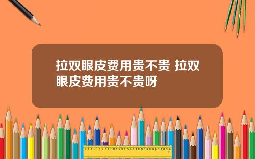 拉双眼皮费用贵不贵 拉双眼皮费用贵不贵呀