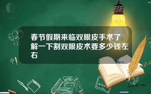 春节假期来临双眼皮手术了解一下割双眼皮术要多少钱左右