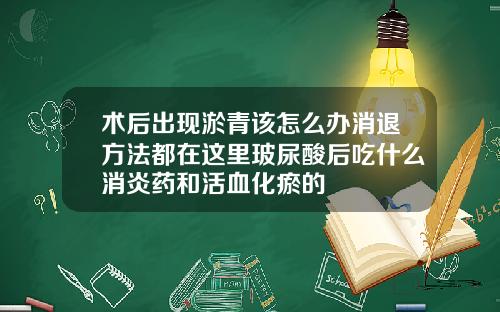 术后出现淤青该怎么办消退方法都在这里玻尿酸后吃什么消炎药和活血化瘀的