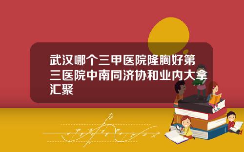 武汉哪个三甲医院隆胸好第三医院中南同济协和业内大拿汇聚