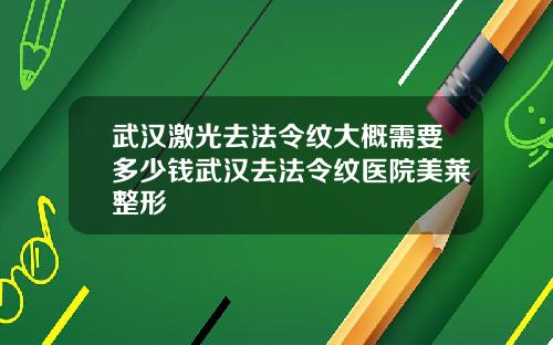 武汉激光去法令纹大概需要多少钱武汉去法令纹医院美莱整形