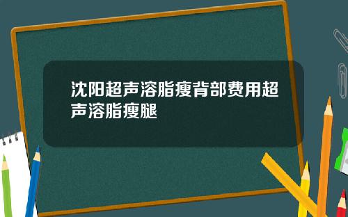 沈阳超声溶脂瘦背部费用超声溶脂瘦腿