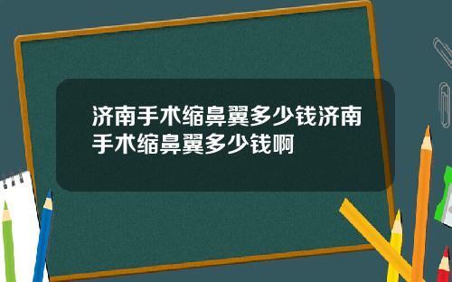 济南手术缩鼻翼多少钱济南手术缩鼻翼多少钱啊