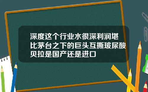 深度这个行业水很深利润堪比茅台之下的巨头互撕玻尿酸贝拉是国产还是进口