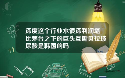 深度这个行业水很深利润堪比茅台之下的巨头互撕贝拉玻尿酸是韩国的吗