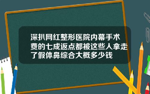 深扒网红整形医院内幕手术费的七成返点都被这些人拿走了假体鼻综合大概多少钱