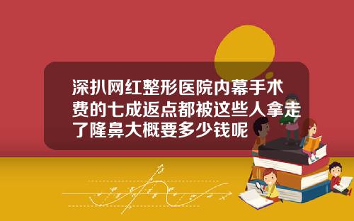 深扒网红整形医院内幕手术费的七成返点都被这些人拿走了隆鼻大概要多少钱呢