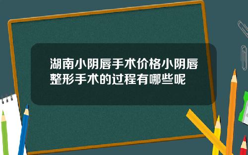 湖南小阴唇手术价格小阴唇整形手术的过程有哪些呢