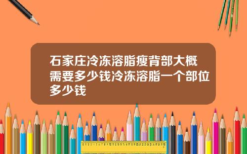 石家庄冷冻溶脂瘦背部大概需要多少钱冷冻溶脂一个部位多少钱