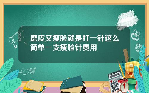 磨皮又瘦脸就是打一针这么简单一支瘦脸针费用
