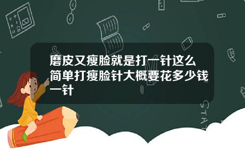 磨皮又瘦脸就是打一针这么简单打瘦脸针大概要花多少钱一针