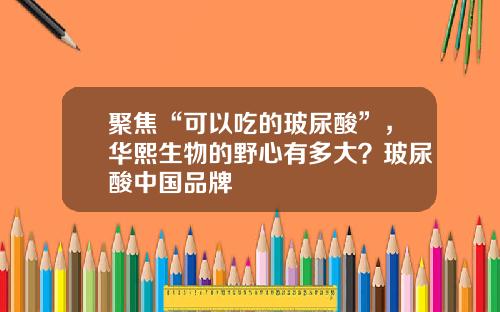 聚焦“可以吃的玻尿酸”，华熙生物的野心有多大？玻尿酸中国品牌