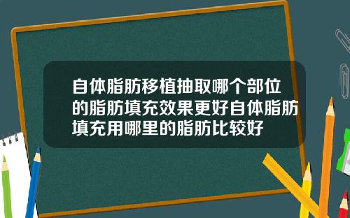 自体脂肪移植抽取哪个部位的脂肪填充效果更好自体脂肪填充用哪里的脂肪比较好