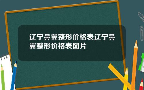 辽宁鼻翼整形价格表辽宁鼻翼整形价格表图片