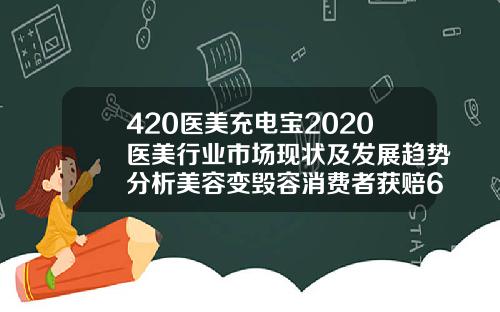 420医美充电宝2020医美行业市场现状及发展趋势分析美容变毁容消费者获赔6万余元