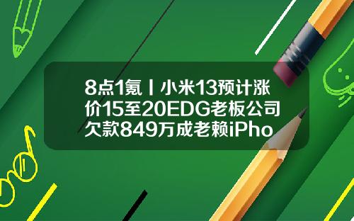 8点1氪丨小米13预计涨价15至20EDG老板公司欠款849万成老赖iPhoneSE4售价有望控制在3000廊坊医美整形地址