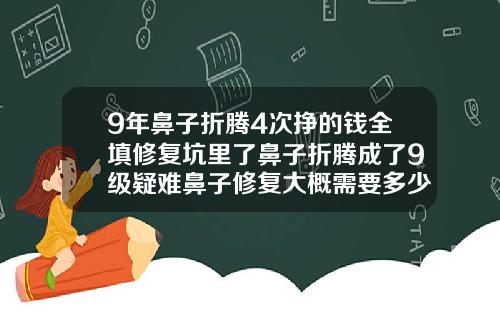 9年鼻子折腾4次挣的钱全填修复坑里了鼻子折腾成了9级疑难鼻子修复大概需要多少钱