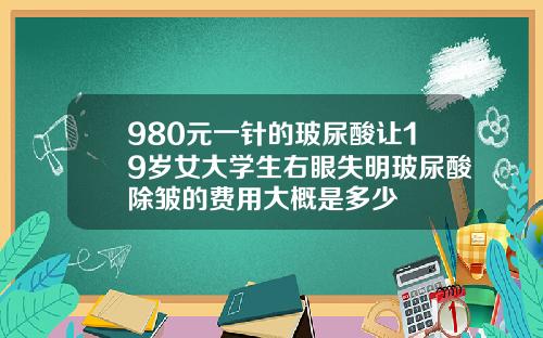 980元一针的玻尿酸让19岁女大学生右眼失明玻尿酸除皱的费用大概是多少