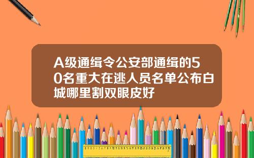 A级通缉令公安部通缉的50名重大在逃人员名单公布白城哪里割双眼皮好