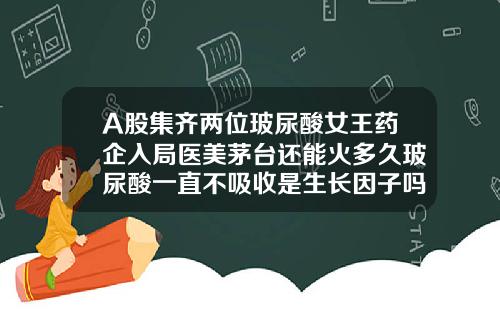 A股集齐两位玻尿酸女王药企入局医美茅台还能火多久玻尿酸一直不吸收是生长因子吗