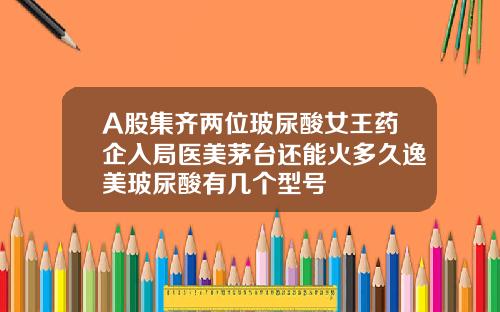 A股集齐两位玻尿酸女王药企入局医美茅台还能火多久逸美玻尿酸有几个型号