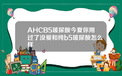 AHCB5玻尿酸今夏你用过了没爱和纯b5玻尿酸怎么样