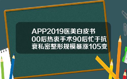 APP2019医美白皮书00后热衷手术90后忙于抗衰私密整形规模暴涨105变双眼皮的软件
