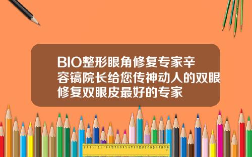 BIO整形眼角修复专家辛容镐院长给您传神动人的双眼修复双眼皮最好的专家