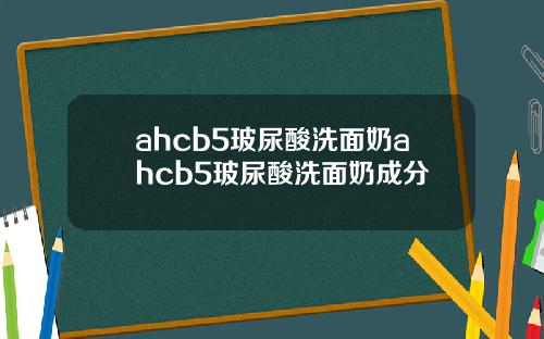 ahcb5玻尿酸洗面奶ahcb5玻尿酸洗面奶成分